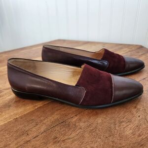 CASSIQUES ENTIER Maroon Italian Genuine Leather Flats Size 8.5N